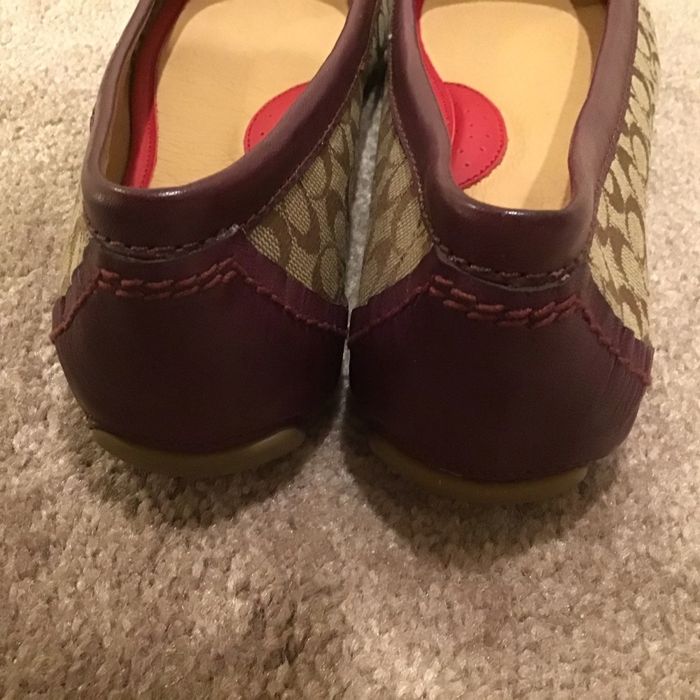 Coach Signature Logo Canvas Ballet Flats with Bow - Picture 6 of 10